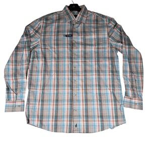 Johnnie-O Mens Medium Wake Plaid Cotton Viscose Tweener Button Down Shirt
